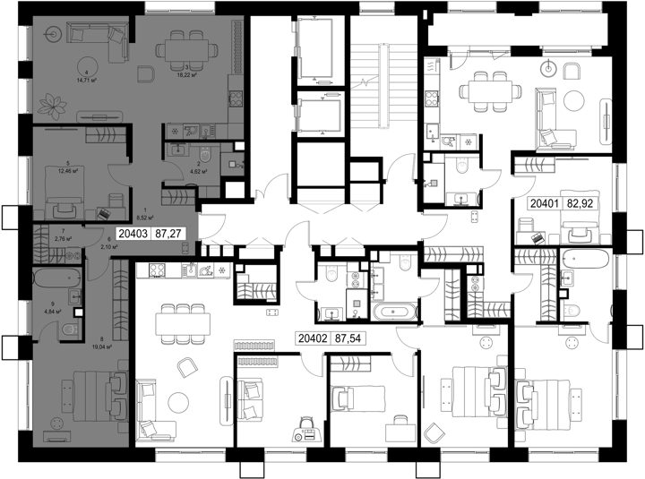 2-комнатная квартира, 87,3 м² — фото 2