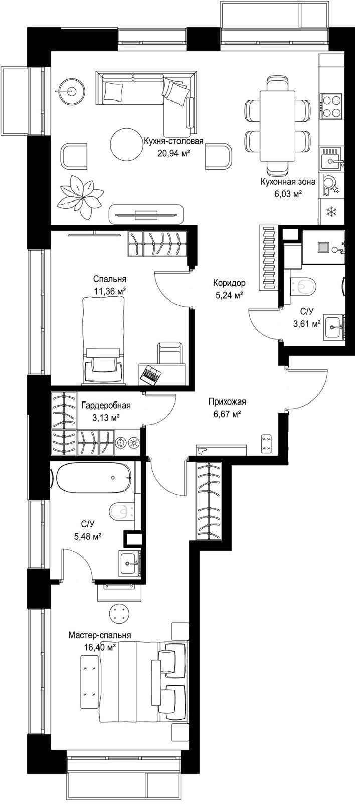 2-комнатная квартира, 78,9 м²