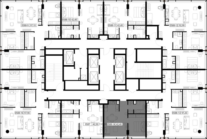 1-комнатная квартира, 42,4 м² — фото 2