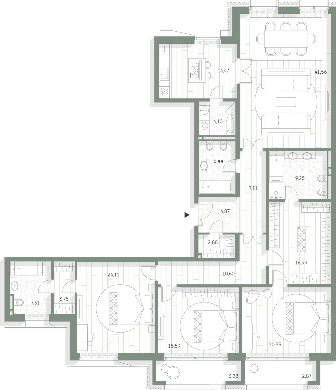3-комнатная квартира, 198,5 м²