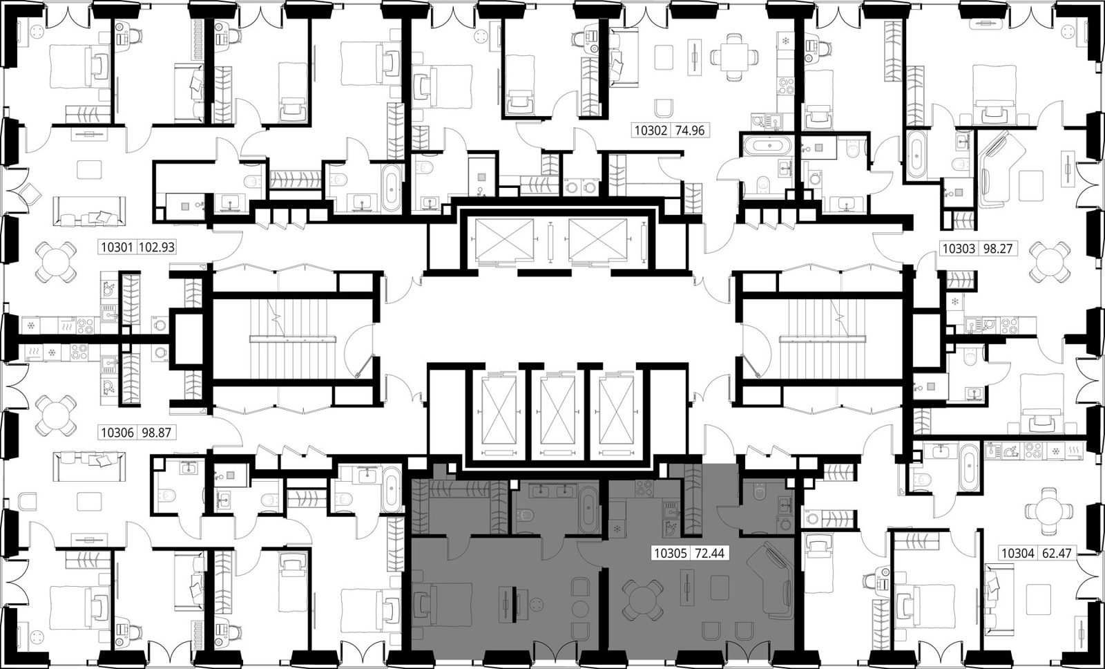 1-комнатная квартира, 72,4 м² — фото 2