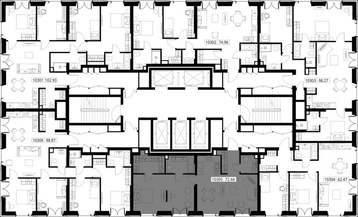 1-комнатная квартира, 72,4 м² — фото 2