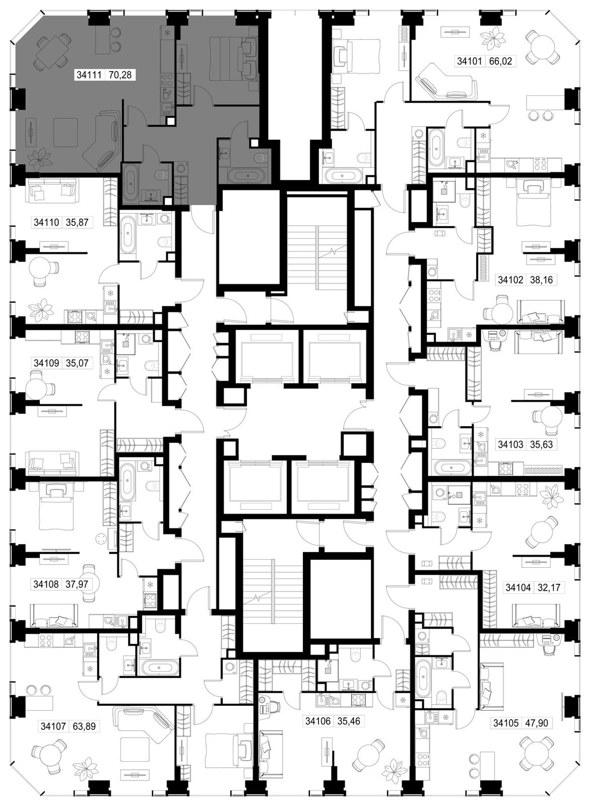 2-комнатная квартира, 70,3 м² — фото 3