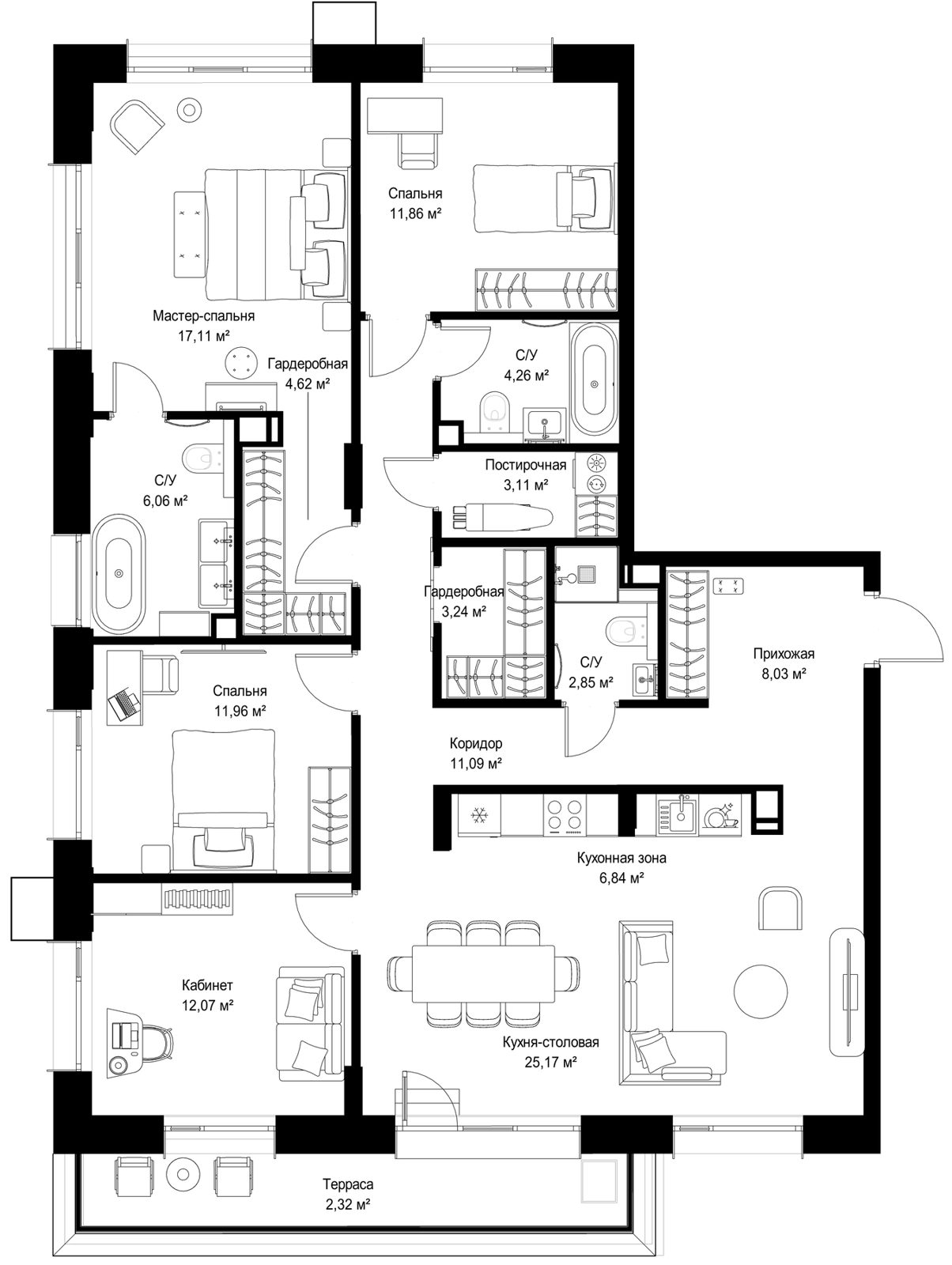 4-комнатная квартира, 130,6 м²