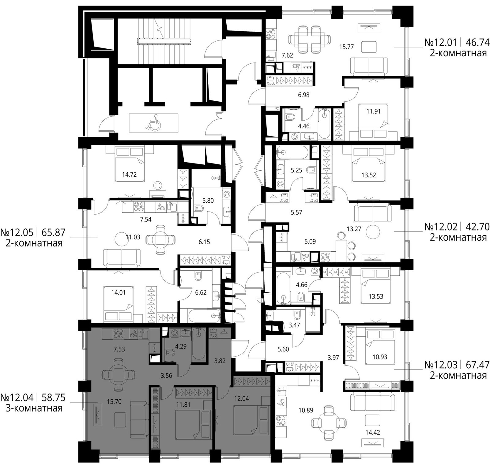 2-комнатная квартира, 58,8 м² — фото 2