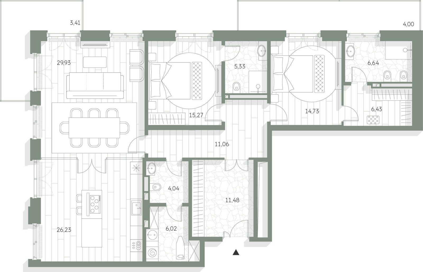 2-комнатная квартира, 144,6 м²