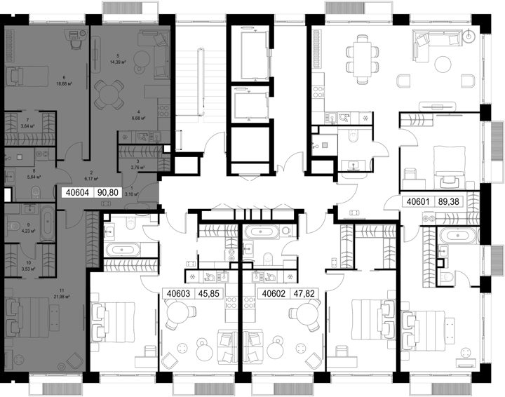 2-комнатная квартира, 90,8 м² — фото 2
