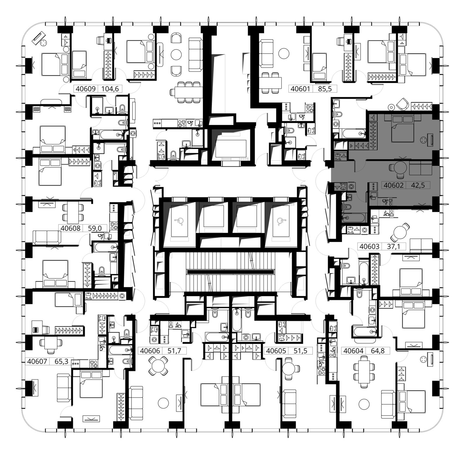 1-комнатная квартира, 42,5 м² — фото 2