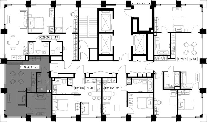 1-комнатная квартира, 42,7 м² — фото 2