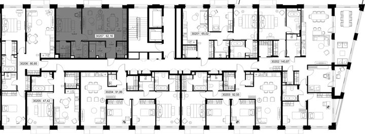 1-комнатная квартира, 62,2 м² — фото 2
