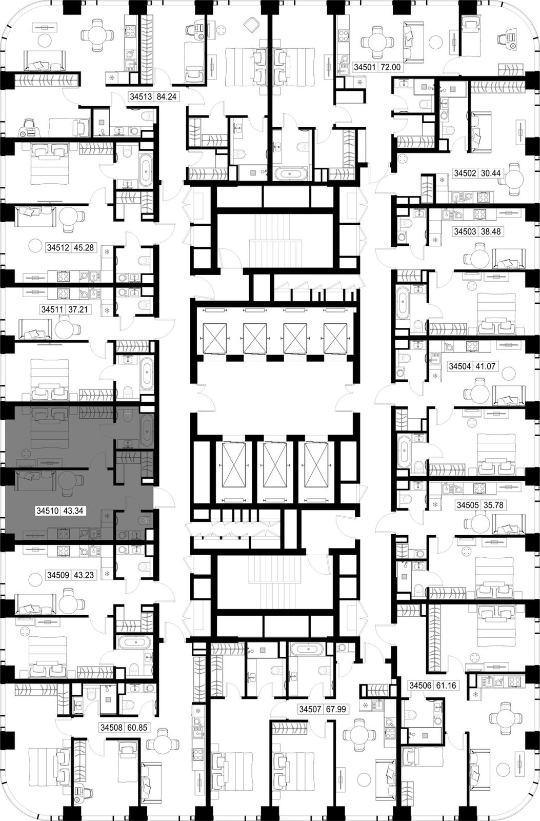 1-комнатная квартира, 43,3 м² — фото 2