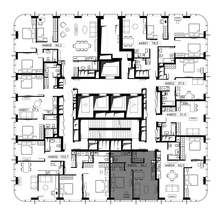 1-комнатная квартира, 46,2 м² — фото 2