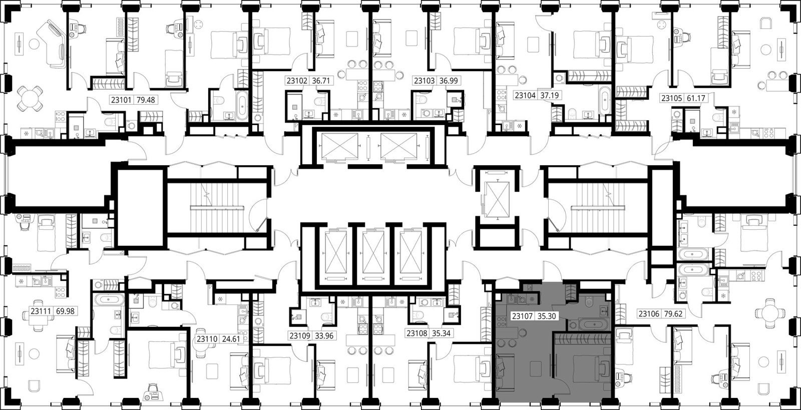 1-комнатная квартира, 35,3 м² — фото 2