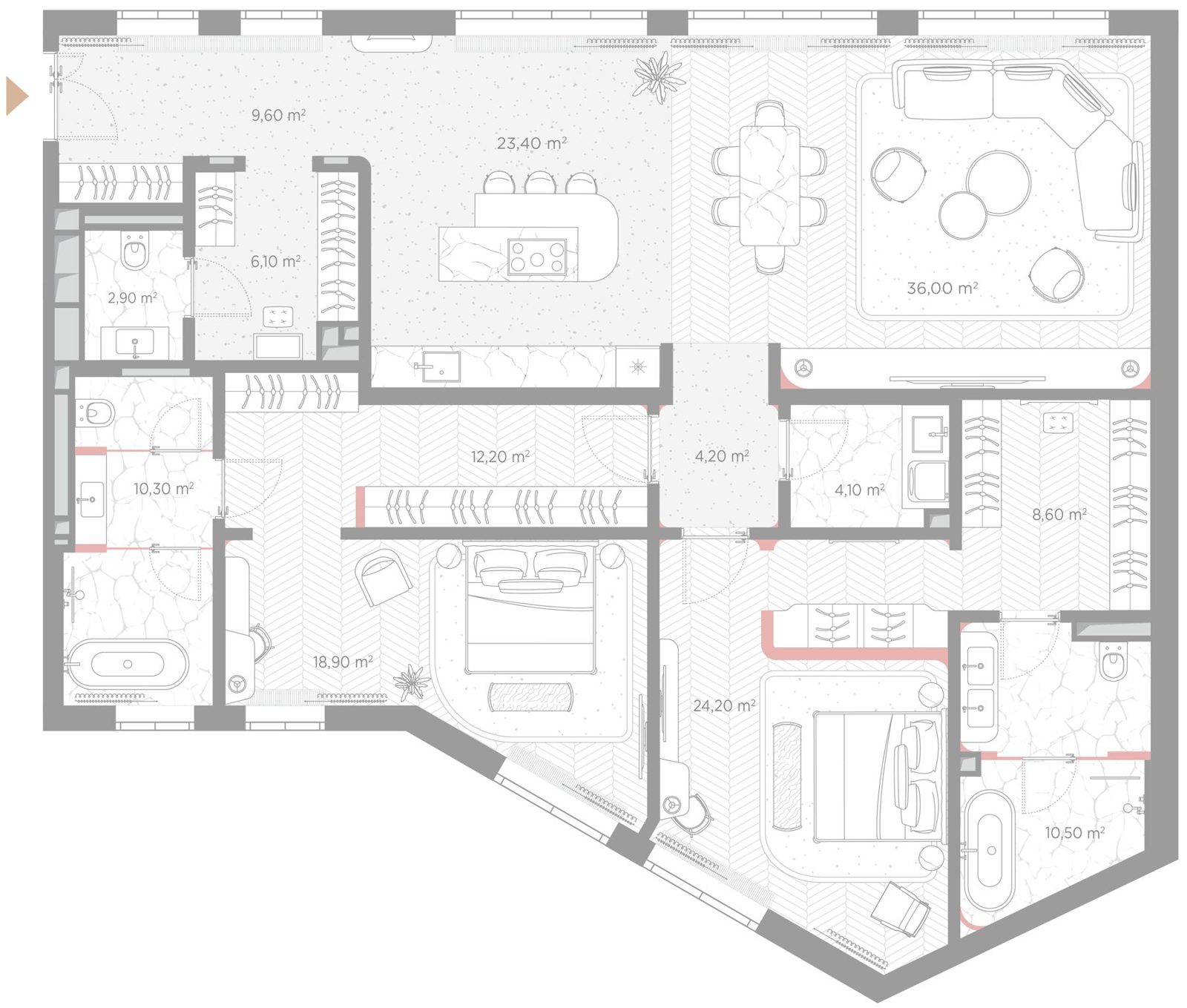 2-комнатная квартира, 171 м²