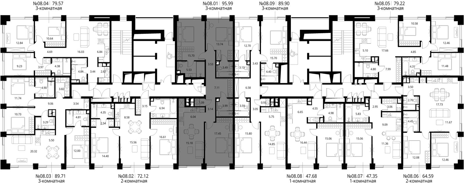 3-комнатная квартира, 96 м² — фото 2