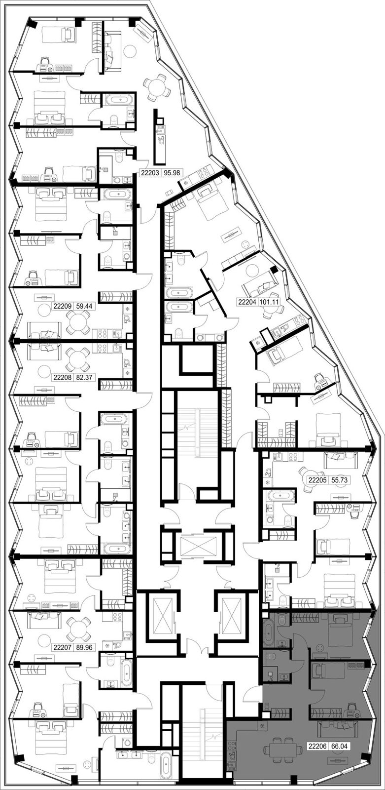 2-комнатная квартира, 66 м² — фото 2