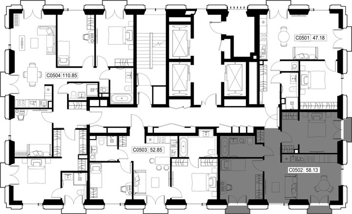 2-комнатная квартира, 59,1 м² — фото 2