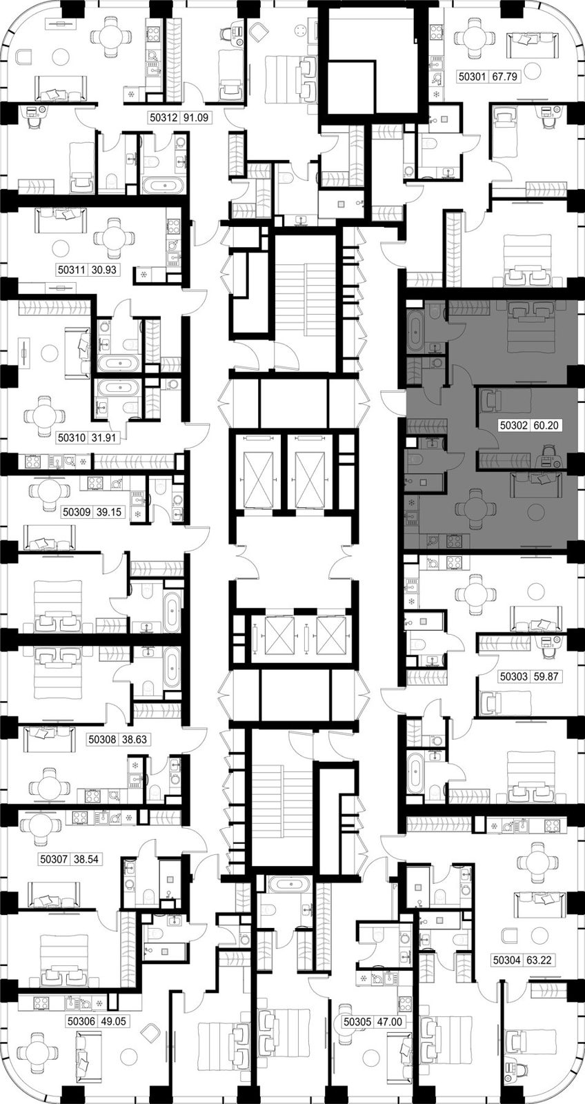2-комнатная квартира, 60,2 м² — фото 2