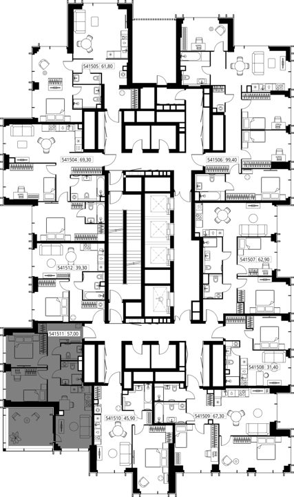 2-комнатная квартира, 57 м² — фото 2