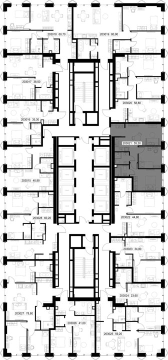 2-комнатная квартира, 55,3 м² — фото 2