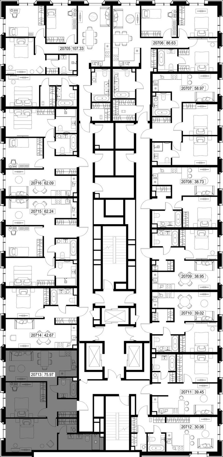 2-комнатная квартира, 76 м² — фото 2