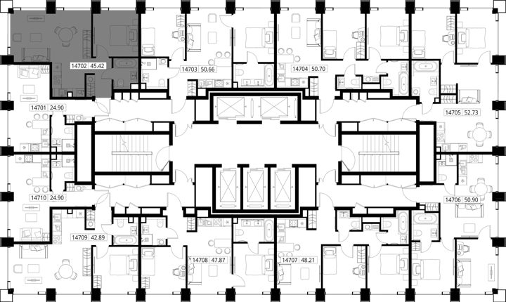 1-комнатная квартира, 45,4 м² — фото 2