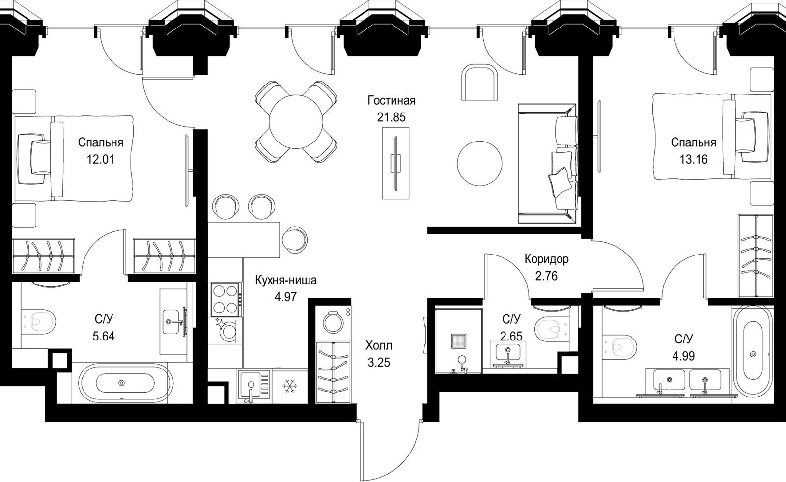 2-комнатная квартира, 69,9 м²