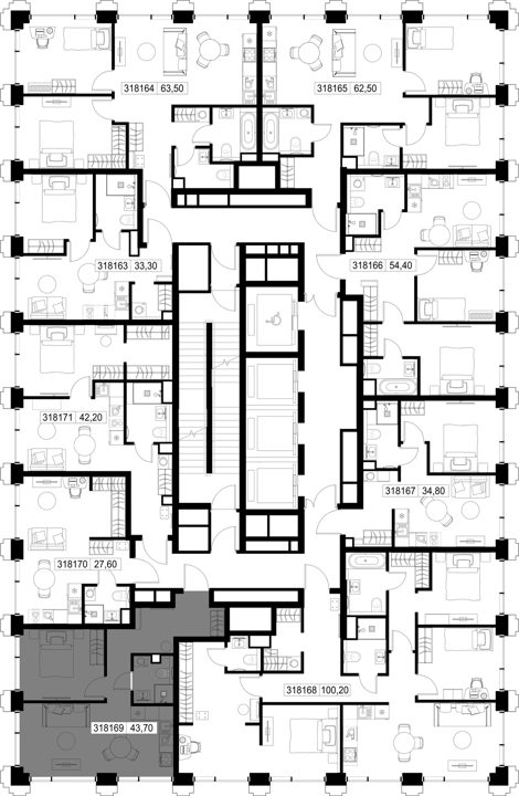 1-комнатная квартира, 43,7 м² — фото 2