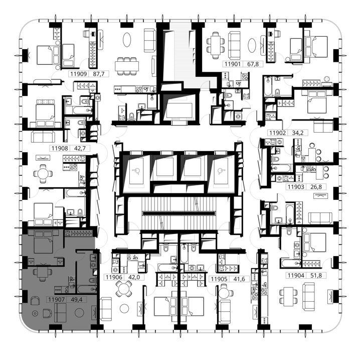 1-комнатная квартира, 49,4 м² — фото 2