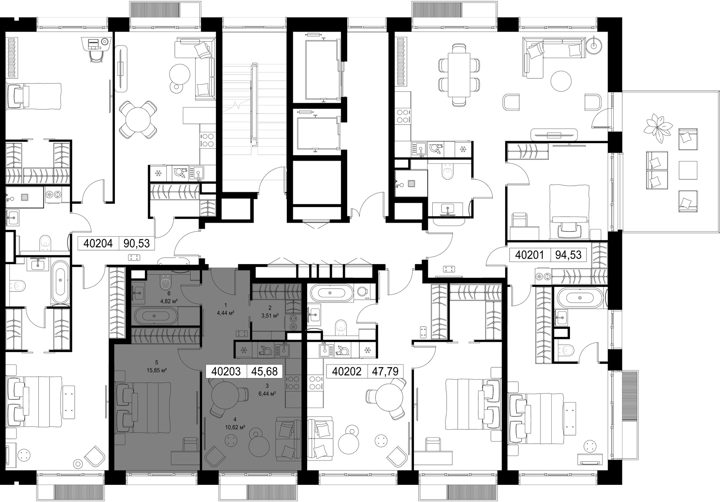 1-комнатная квартира, 45,7 м² — фото 2