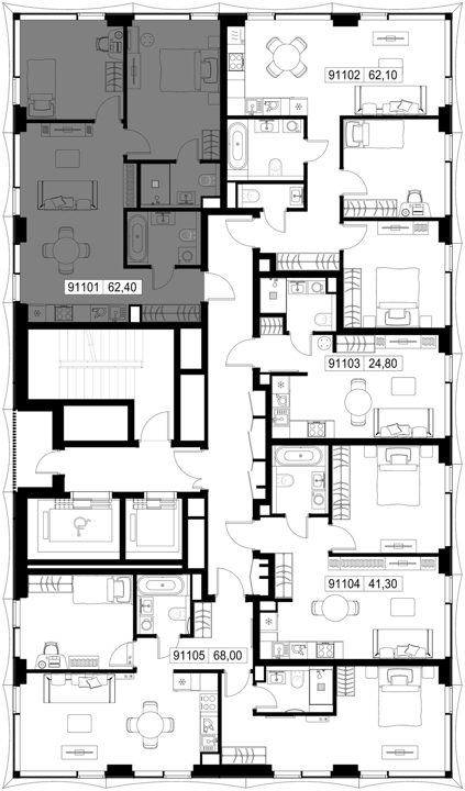 2-комнатная квартира, 62,4 м² — фото 2