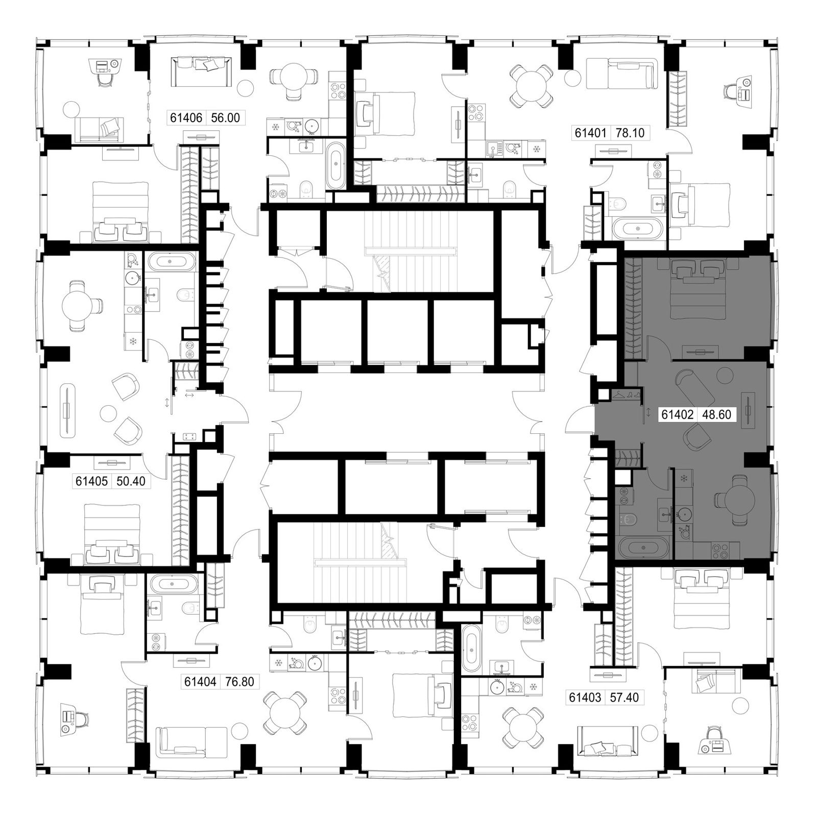 1-комнатная квартира, 48,6 м² — фото 2