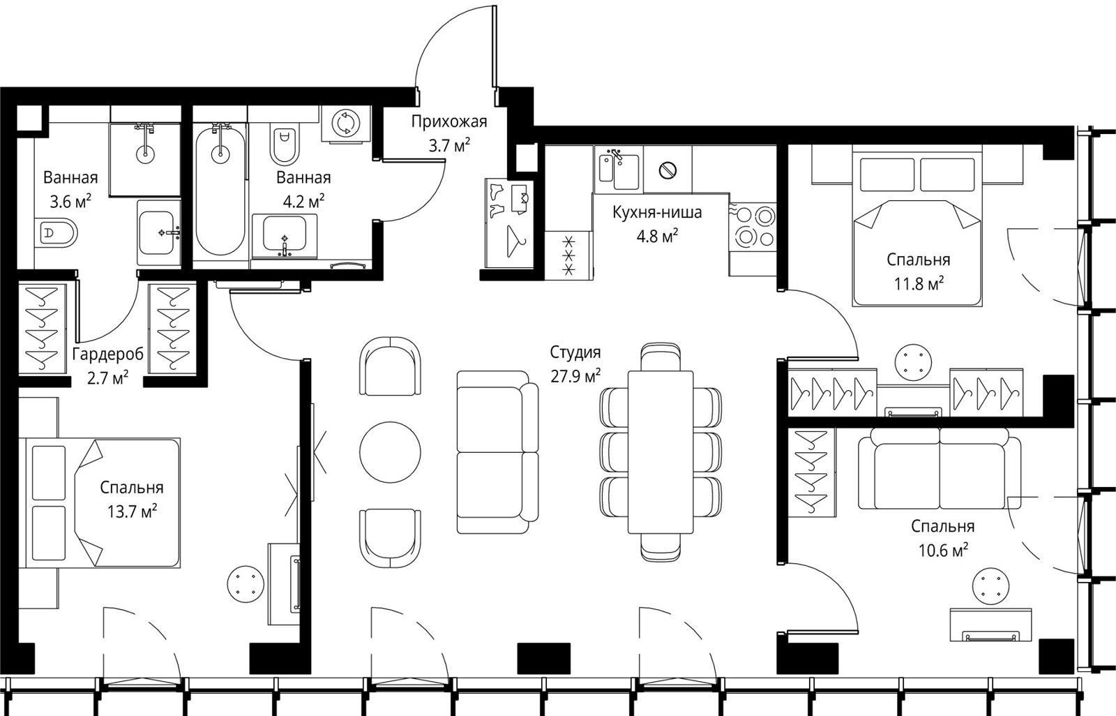3-комнатная квартира, 83 м²
