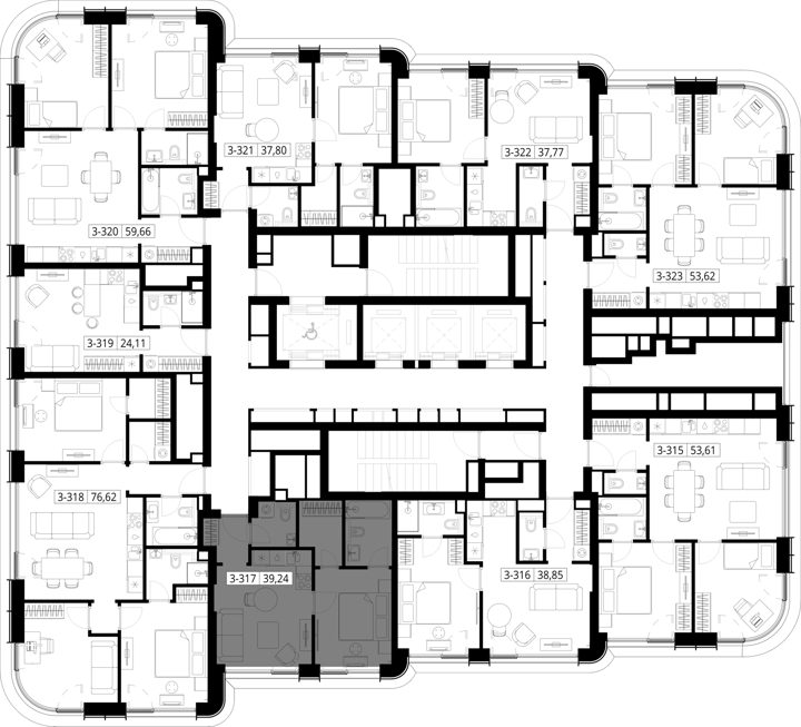 1-комнатная квартира, 39,2 м² — фото 2