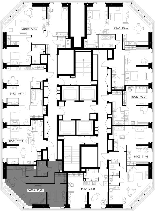 1-комнатная квартира, 55,5 м² — фото 3