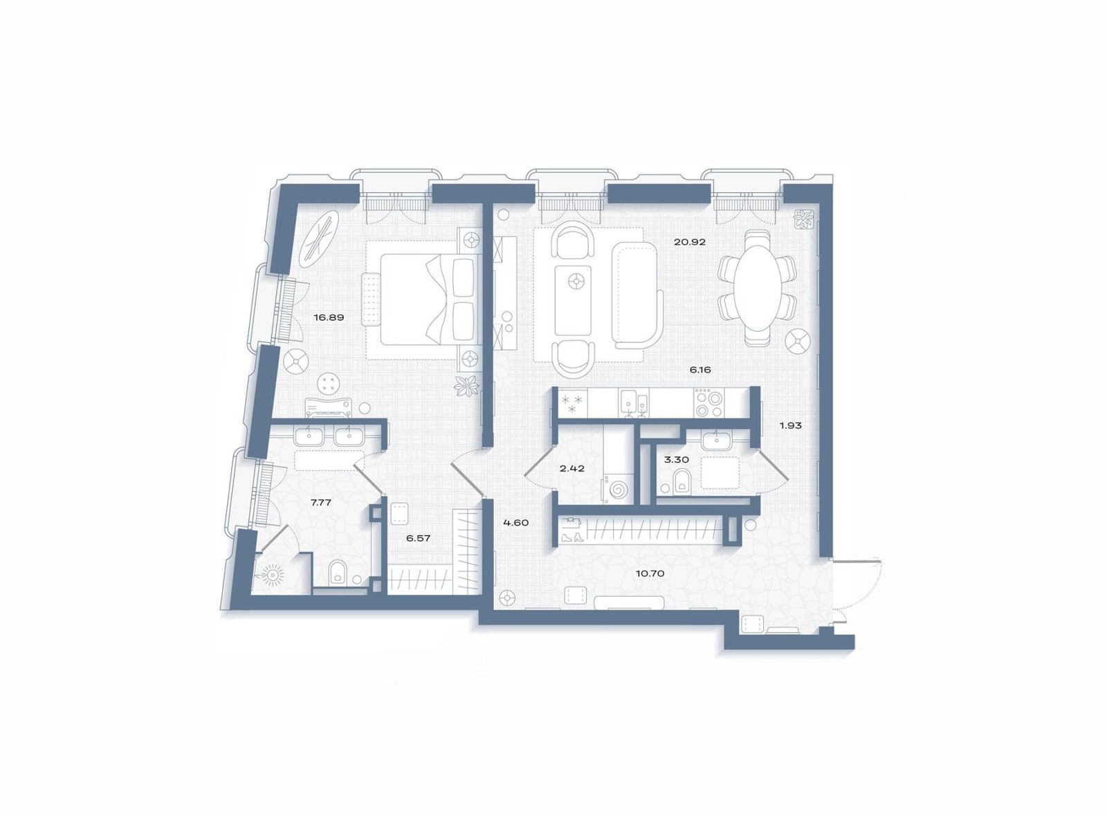 1-комнатная квартира, 81,3 м²