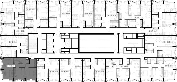 2-комнатная квартира, 56,8 м² — фото 2