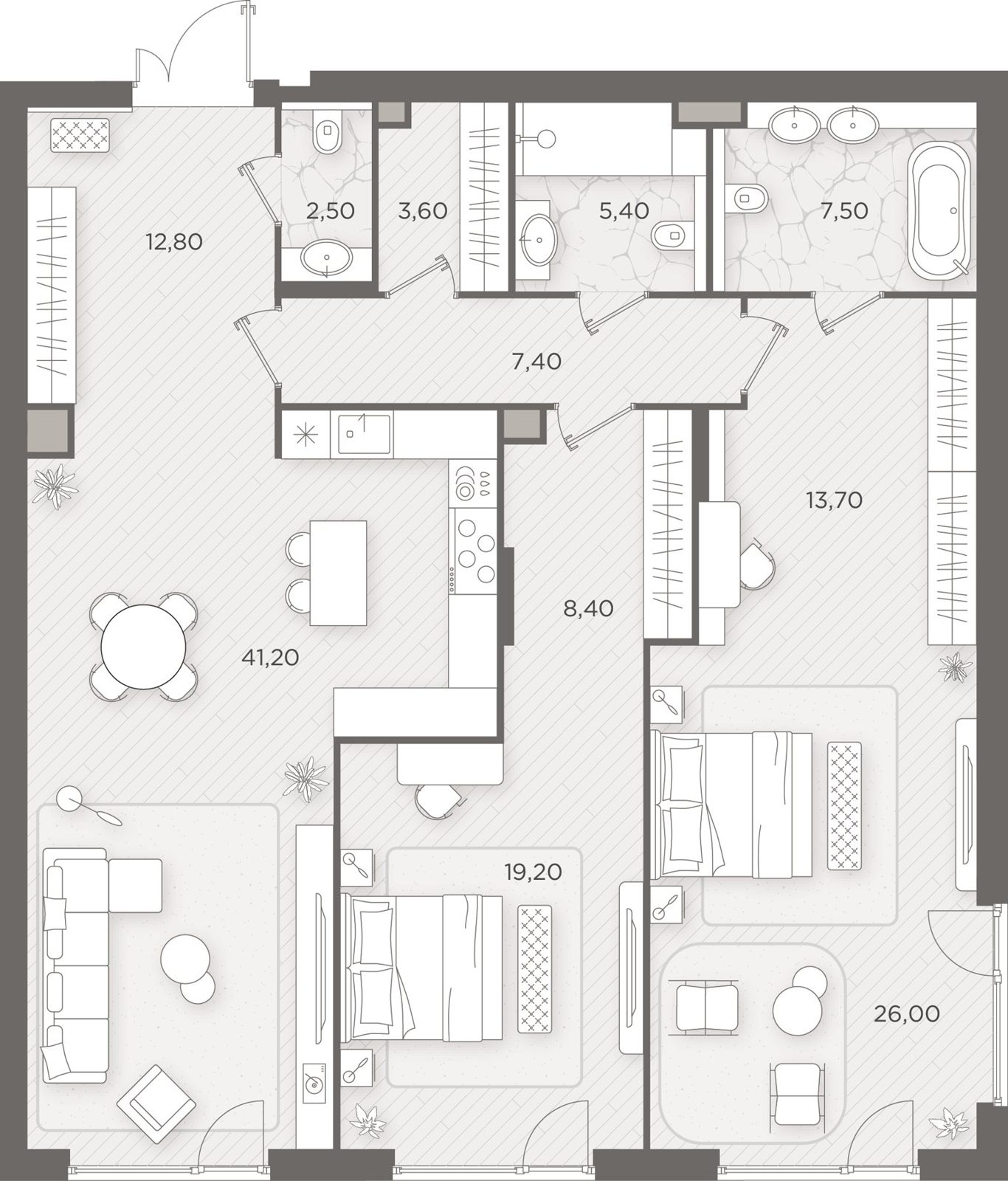 2-комнатная квартира, 147,7 м²