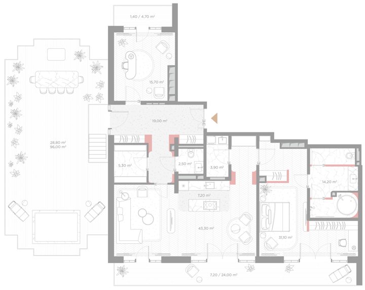 2-комнатная квартира, 179,6 м²