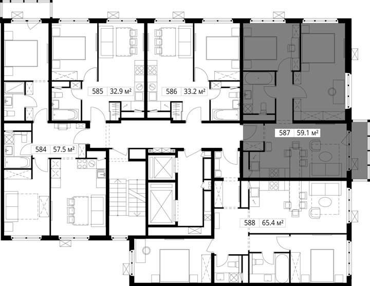 2-комнатная квартира, 59,1 м² — фото 2