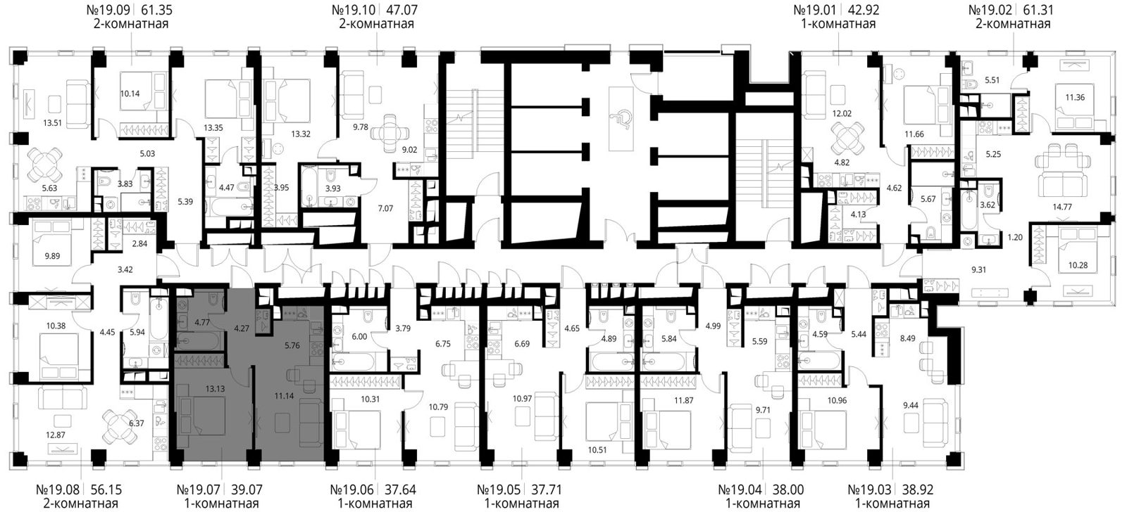 1-комнатная квартира, 39,1 м² — фото 2