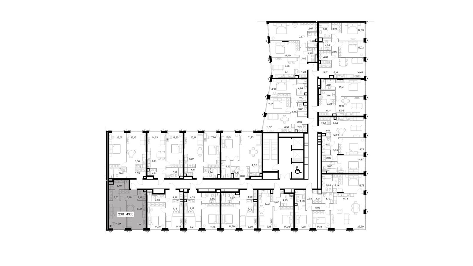 1-комнатная квартира, 49,1 м² — фото 2