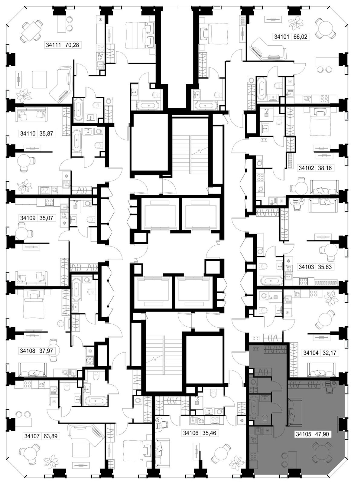 1-комнатная квартира, 47,9 м² — фото 3