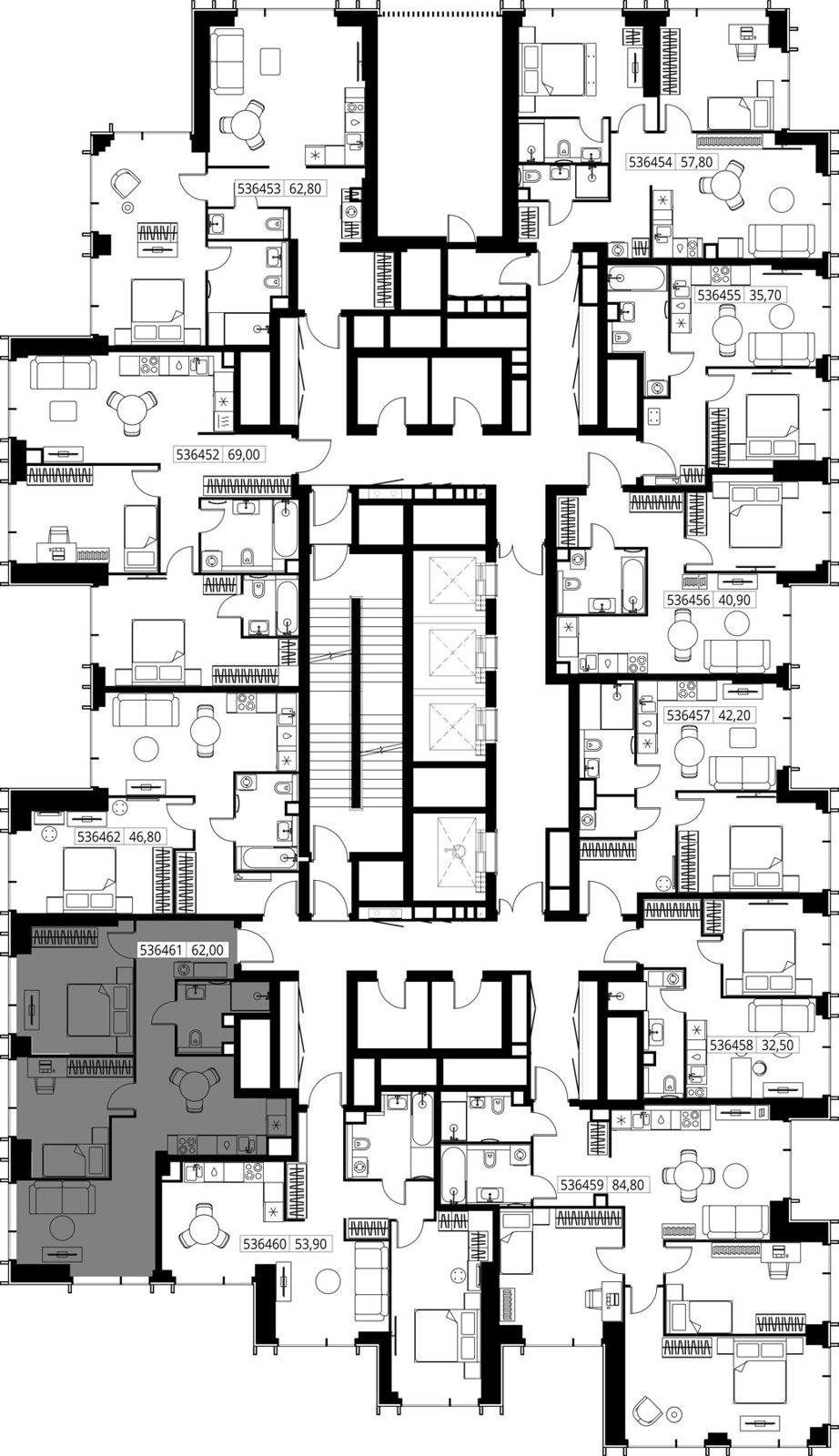 2-комнатная квартира, 62 м² — фото 2