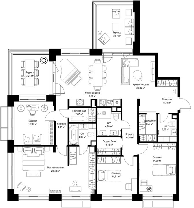 4-комнатная квартира, 147,5 м² — фото 1