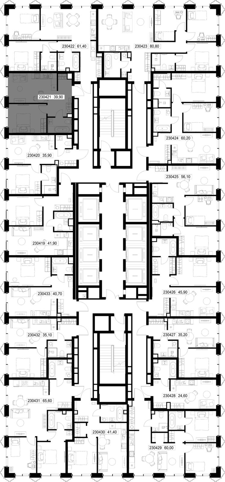 1-комнатная квартира, 39,9 м² — фото 2