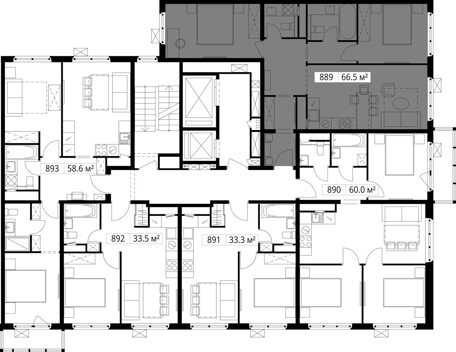 2-комнатная квартира, 66,5 м² — фото 2