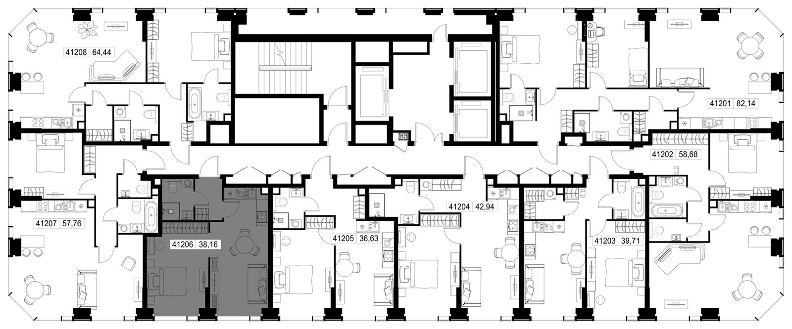 1-комнатная квартира, 38,2 м² — фото 3