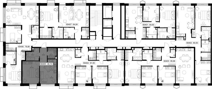 1-комнатная квартира, 46,1 м² — фото 2