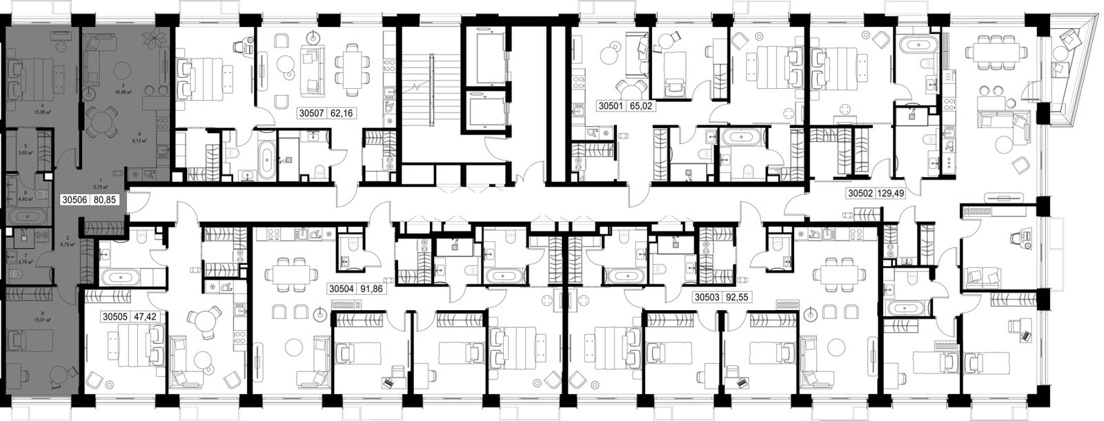 2-комнатная квартира, 80,8 м² — фото 2